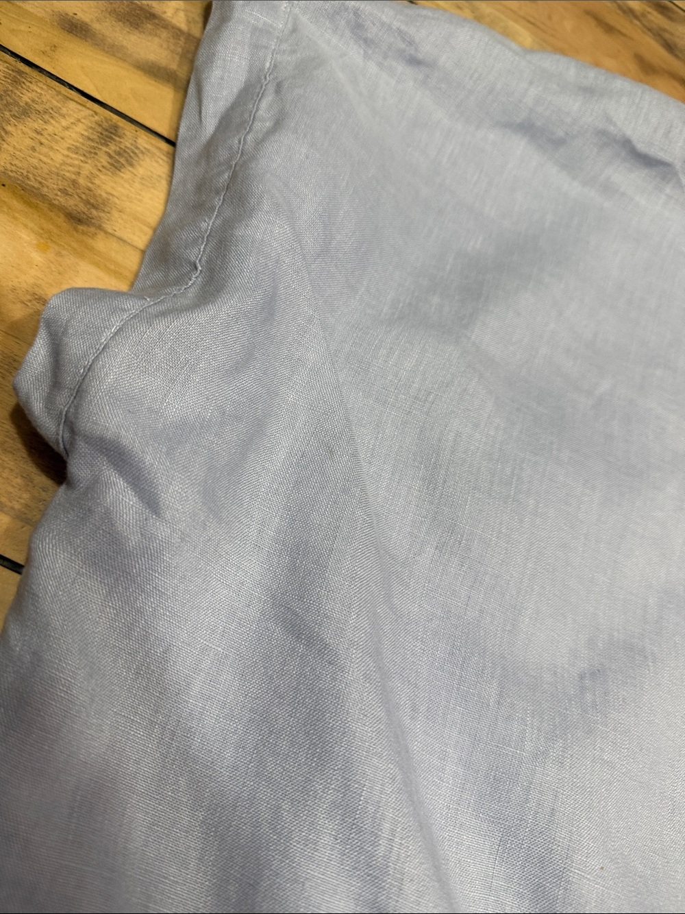 Ellen Tracy Linen Light Blue Drawstring Tunic Top - Picture 8 of 9